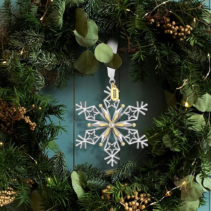 Christmas Tree Ornaments – 2025 Snowflake Hanging Pendant of Car Charm Holiday Decorative Keepsake Gift Home Decor (1 Pieces-A (2025))