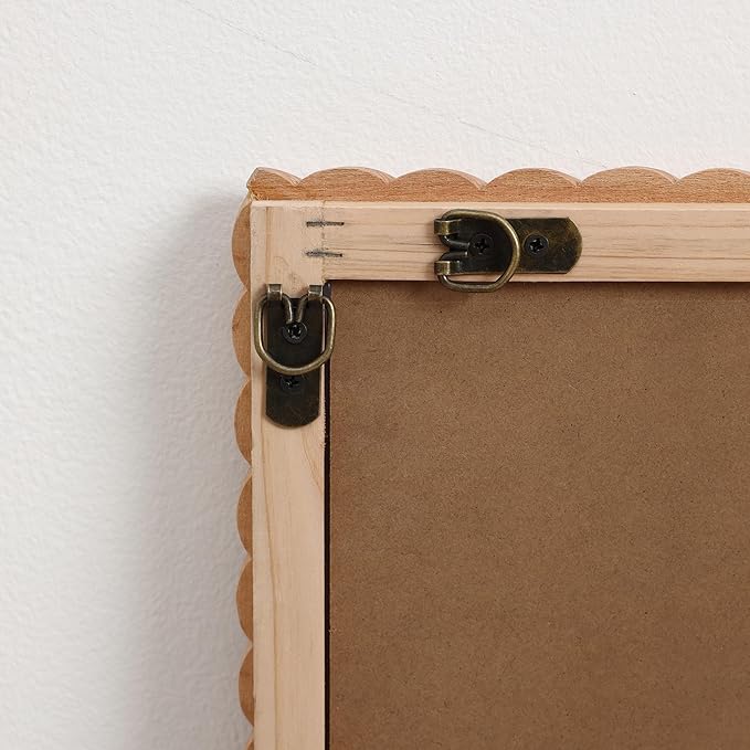 LuxenHome Rectangle Wall Mirror for Bathroom, 24"x35" Large Beech Wood Framed Wall Mounted Decorative Vanity Mirror for Living Room Bedroom Decor, Hanging Sculptures Accent for Entryway Hall Home