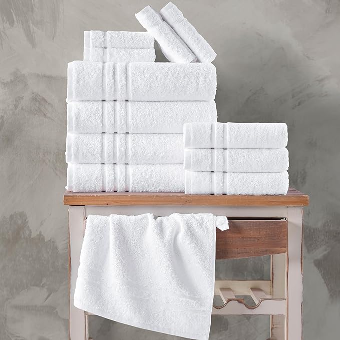 Hawmam Linen Bath Towels 4 Pack 100% Turkish Cotton Soft Lightweight and Highly Absorbent Quick Drying Towels, White