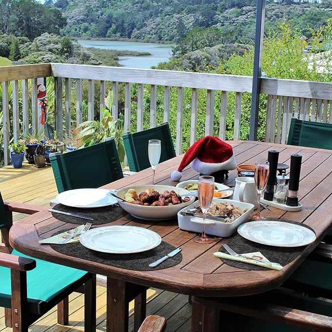 Placemats Set of 12 Washable, Heat Resistant Table Placemats Wipeable Faux Leather Oval Place Mats Non Slip, Waterproof Oval Table Mats for Indoor Outdoor, Charcoal