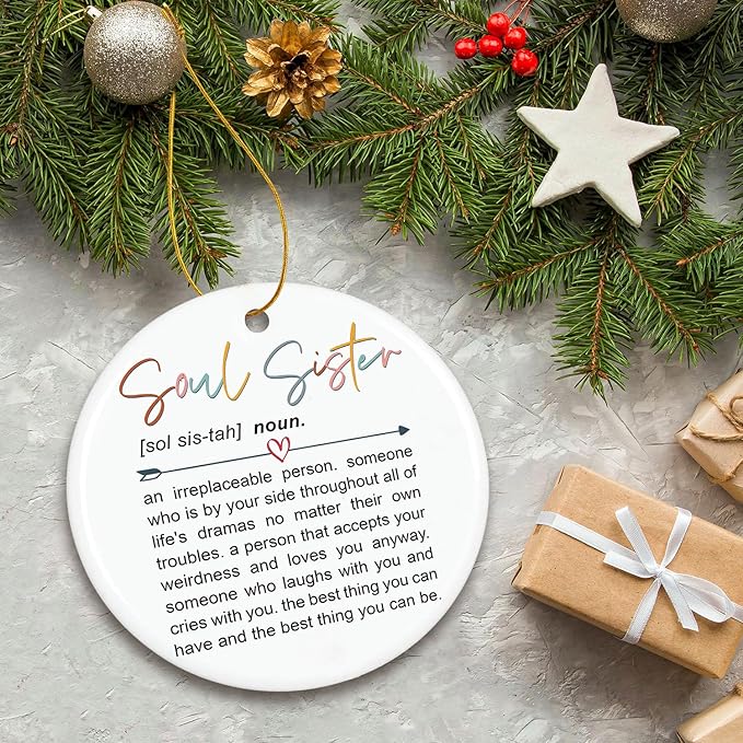 ZAGKOO Soul Sister Christmas Ornament 2025 - Soul Sister Gifts for Women, Best Friend Christmas Ornament, Friendship Gift for Bestie, BFF, Close Friend - Xmas Decoration Ceramic Ornaments 2025