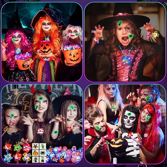 Halloween Party Favors for Kids, 100 Pack Glow in the Dark Toys Halloween Toys Bulk for Halloween Party School Classroom Prizes Goodie Bags Trick or Treats Gifts