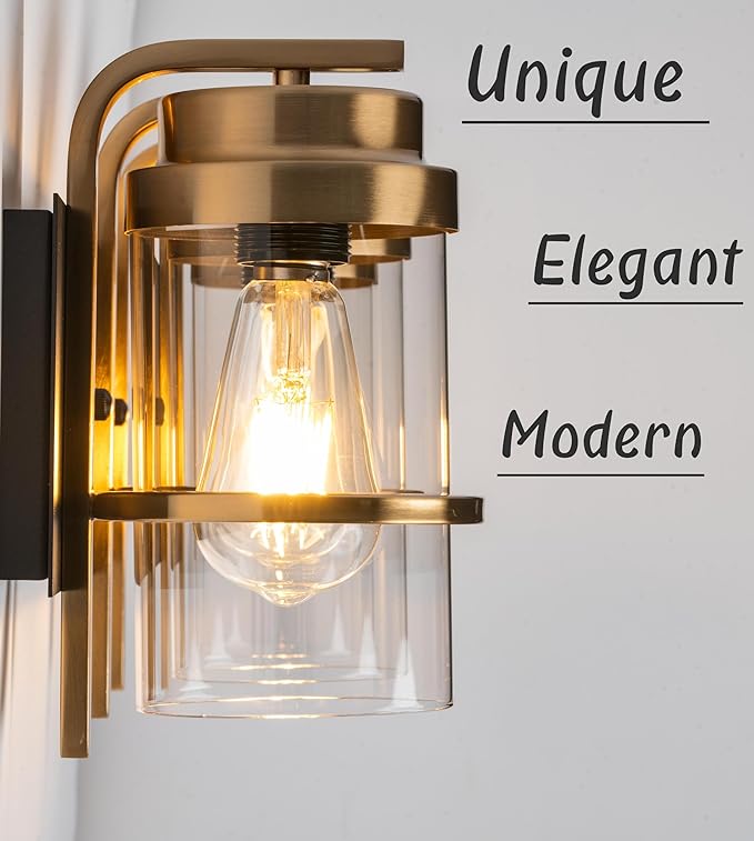Black Gold Vanity Lights,3 Lights Bathroom Light Fixtures,Gold Finish Industrial Modern Wall Sconces 3 Lights,Bathroom Wall Lights(Bulbs not Included)