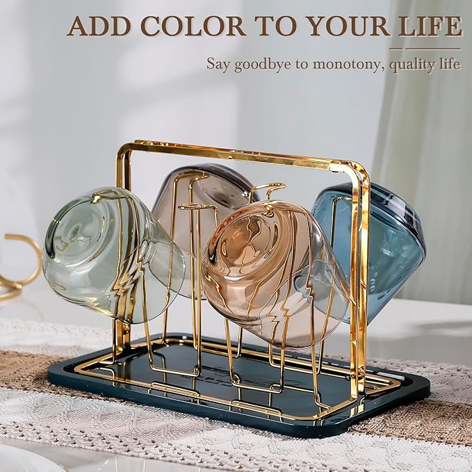 Physkoa Colored Stemless Wine Glasses Set of 6 - Colorful Crystal Glassware, Goblet Cocktails, Red & White, Dinner Color Beautiful, Classic Stemless Design 14oz