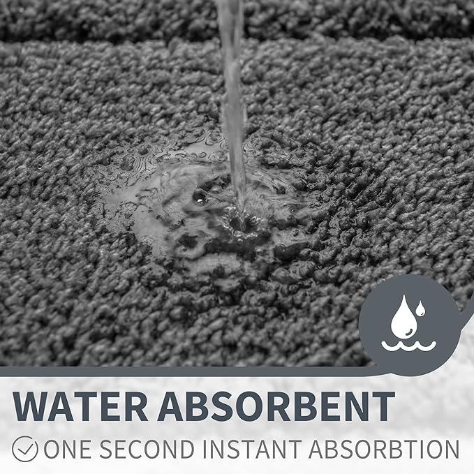GRANNY SAYS Gray Bathroom Rugs Non Slip, Bath Mats for Bathroom, Super Soft and Water Absorbent, Microfiber Washable Bath Rugs for Floor, Tub and Shower, 32" x 20", Dark Gray