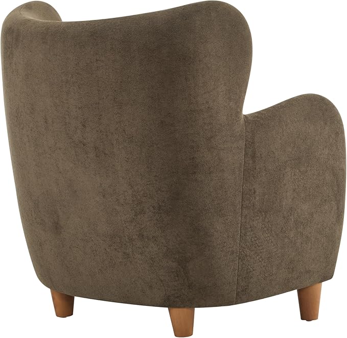 Christopher Knight Home Auden Wingback Accent Chair, Fabric Club Chair, Velvet Upholstered Armchair, Curved Backrest Single Sofa, Soft Cushion Seating, Reading Lounge Chair for Living Room, Brown
