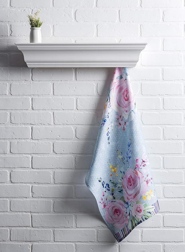 Maison d'Hermine Cotton Dish Towels Absorbent Kitchen Towels Sweet Rose Lavender Set of 3 Spring Summer