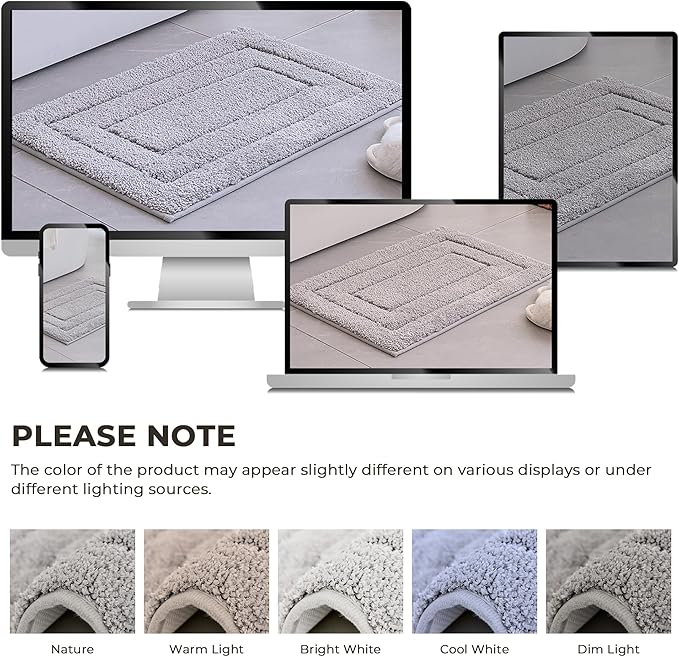 GRANNY SAYS Gray Bathroom Rug, Bath Mat for Bathroom Non-Slip, Super Soft and Water Absorbent, Microfiber Bath Rug, Machine Wash Dry, Bath Rug for Floor, Tub and Shower, 32" x 20"