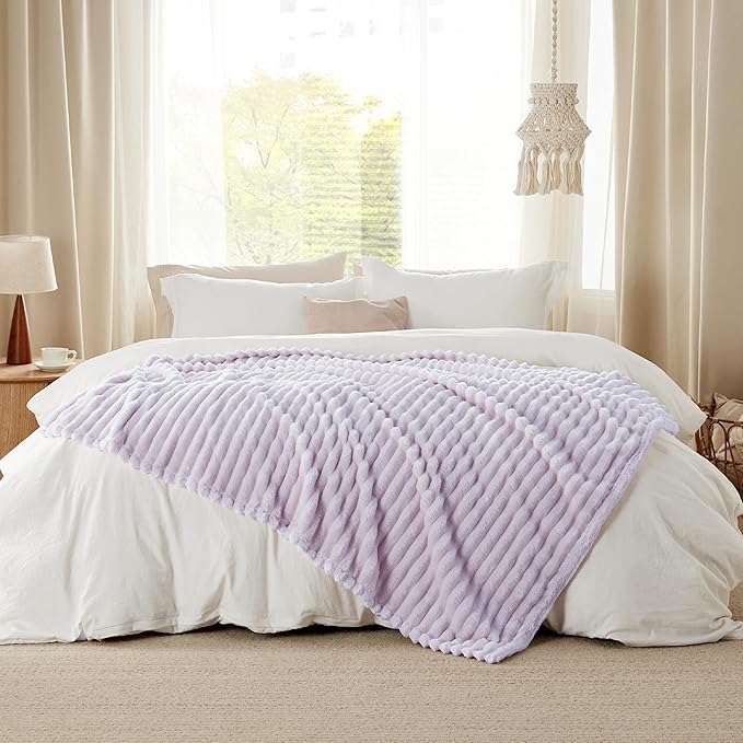 Bedsure GentleSoft Lavender Fog Fleece Blanket for - Cozy Soft Blankets for Women, Cute Small Throws for Girls, 60x80 Inches