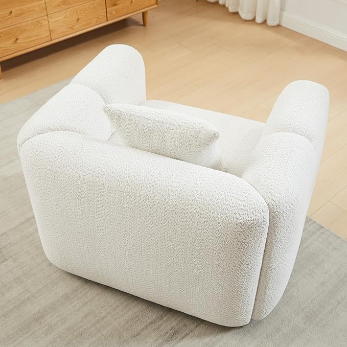VANOMi Living Room Furniture Sets Include 95" Sofa & 42" Arm chairs, Boucle Upholstered Oversized Couch with Pillows, Living Room Furniture Set for Bedroom Apartment (White, 1 Sofa+2 Chairs)