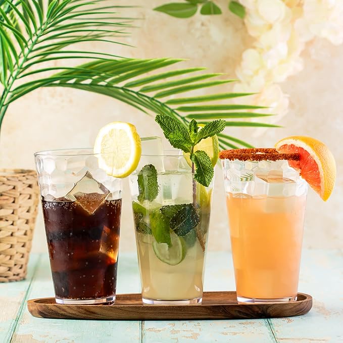 Hammered Plastic Drinking High Tumbler, Dishwasher-Safe Premium Quality Glasses, BPA-Free Reusable Outdoor Cups, 22 oz Set of 6