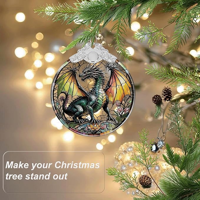 Dragon Ornament Crystal Glass with Gift Box, Dragon Christmas Ornaments for Christmas Tree Decorations, for Girls Boys Women Men, Holiday Keepsake Present Exchange Ideas -01