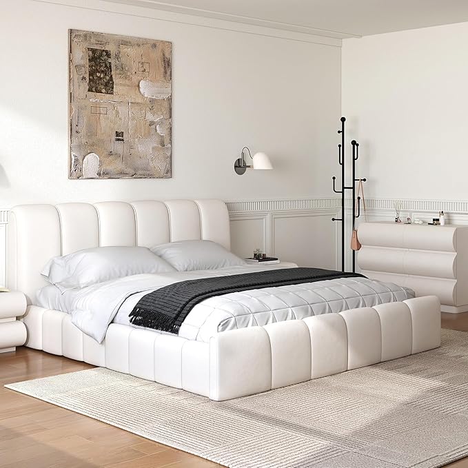 homary Modern 6 Drawers Dresser, 39.4" Wide Faux Leather Chest of Drawers with Modern Design, Storage Dressers Organizer for Bedroom Living Room Hallway, White