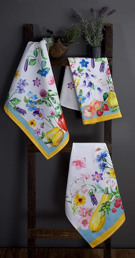 Maison d'Hermine Dish Towels 100% Cotton Absorbent Giverny Set of 3 Spring Summer