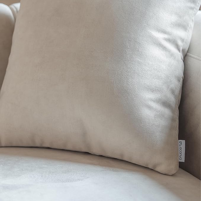 Acanva Luxury Modern Tight Curved Back Velvet Sofa, Minimalist Style Comfy Couch for Living Room Apartment, L-Shaped Sectional with Left Chaise, Cream