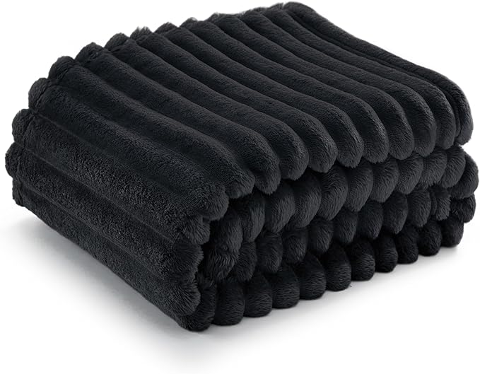 Bedsure GentleSoft Black Throw Blanket for - Cozy Soft Blankets for Women, Cute Small Fleece Throws for Girls, 50x60 Inches