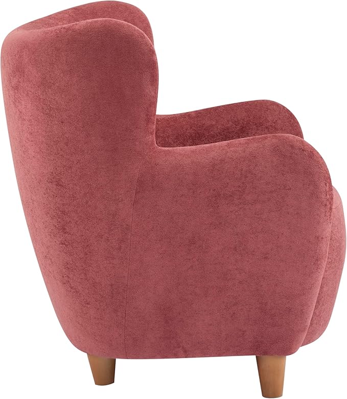 Christopher Knight Home Auden Low Profile Wingback Accent Chair, Fabric Club Chair, Velvet Upholstered Armchair, Curved Backrest Single Sofa, Soft Reading Lounge Chair for Living Room, Smoky Red