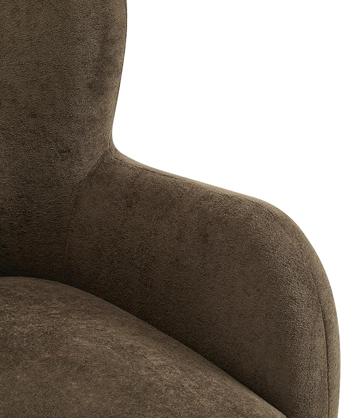 Christopher Knight Home Auden Wingback Accent Chair, Fabric Club Chair, Velvet Upholstered Armchair, Curved Backrest Single Sofa, Soft Cushion Seating, Reading Lounge Chair for Living Room, Brown