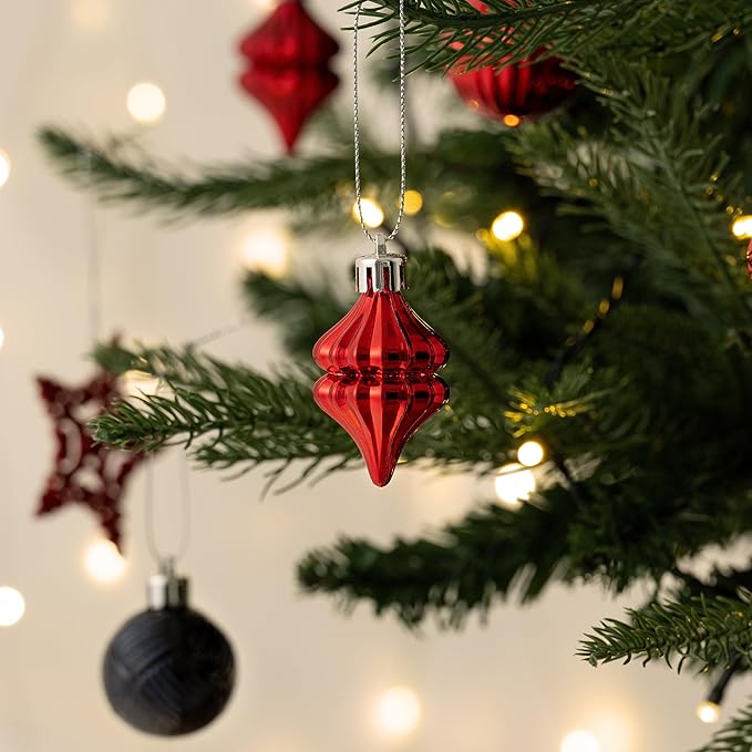 Valery Madelyn 100ct Christmas Tree Decorations Ball Ornament Set, Red and Black Shatterproof Hanging Ornaments Bulk for Xmas Holiday Party Decor