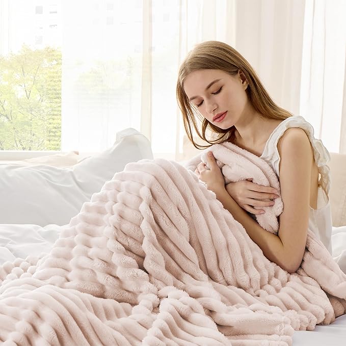 Bedsure GentleSoft Pink Throw Blanket for - Cozy Soft Blankets for Women, Cute Small Fleece Throws for Girls, Pink Decor Gifts for Home Room Office, Crystal Pink, 50x60 Inches