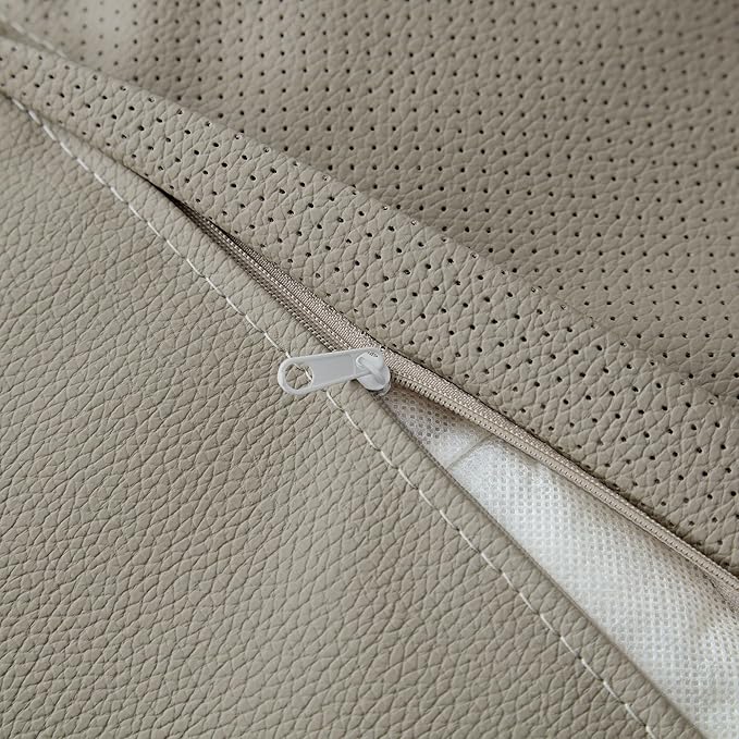 WILLIAMSPACE 124.8" Leather Curved Sofa Couch, Modern Upholstery Luxury Sofa with Pillows, Left Hand Facing Sectional Couch for Living Room (Left-Facing,Light Grey Leather)