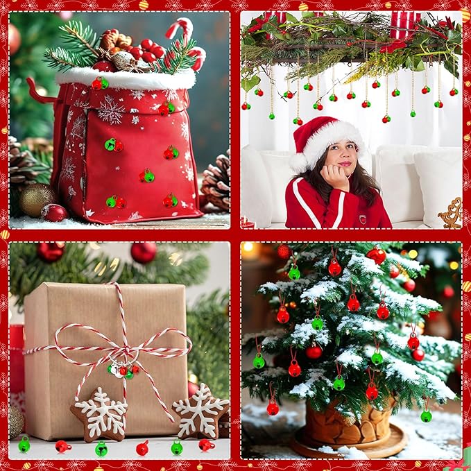 Augshy 200 Pieces Jingle Bells 1/4 Inch Craft Bell Mini Bell Bulk for Christmas Home and Pet Decorations Bracelet Necklace Knitting Jewelry Making Xmas Decor Party Favors Supplies (Red and Green)