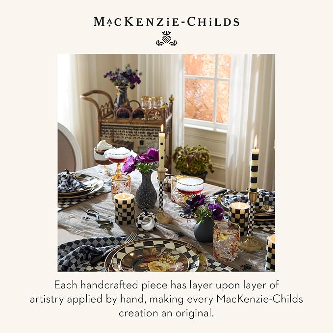 MACKENZIE-CHILDS Tall Enamel Vase, Unique Flower-Vase Decor for Living Room, Wild Rose Brown