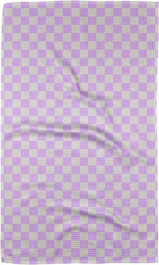 GEOMETRY Kitchen Towels Quick Dry Microfiber Premium Towel Lilac Checkin 1 Pack