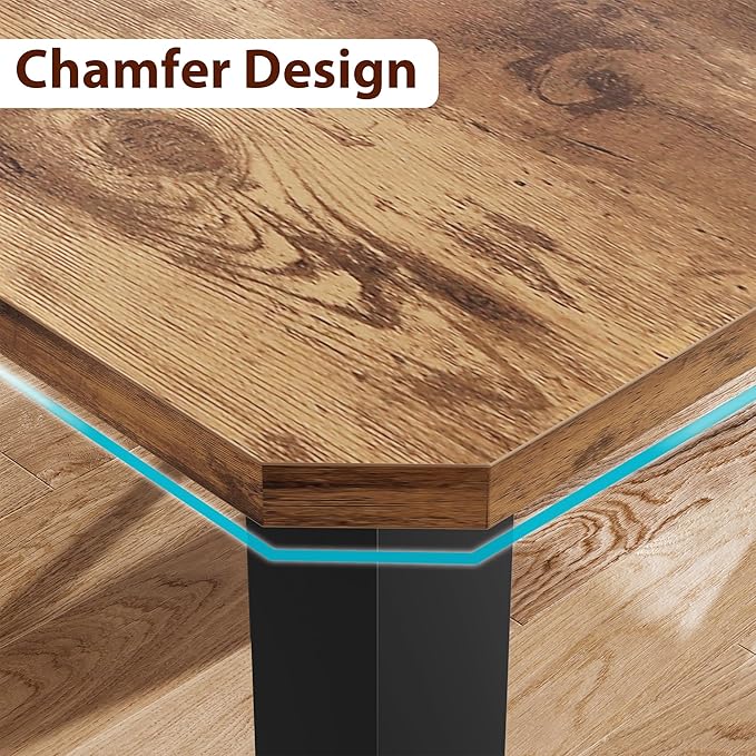 IDEALHOUSE 78.7" Long Rectangle Dining Table for 6-8 People, Industrial Wood Dinner Table - Black & Brown(Only Table)