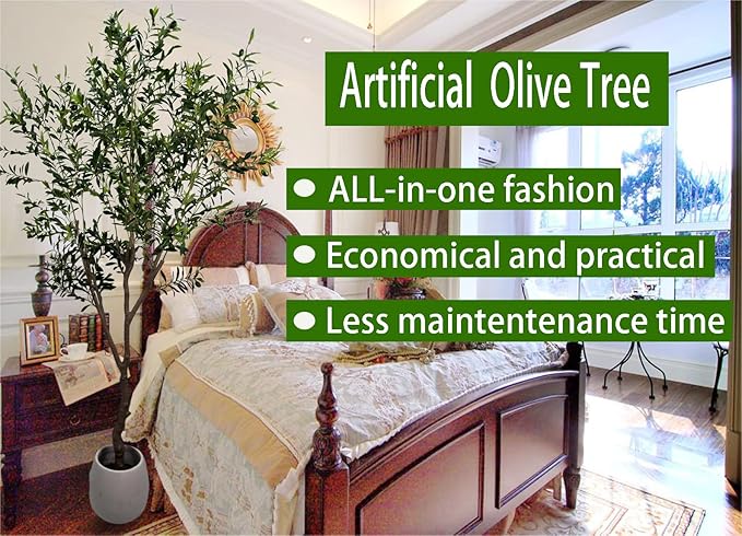Artificial Olive Tree 7ft(82in,1789leaves) Tall,Faux Olive Tree Indoor Artificial Tree for Modern Home Office Living Room Floor Decor Indoor (2pack)