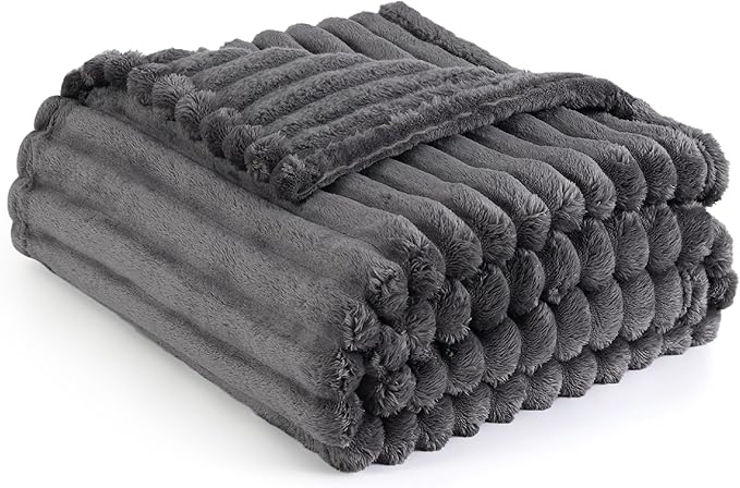 Bedsure GentleSoft Grey Fleece Twin Blanket for -Cozy Soft Blankets for Women, Cute Small Throws for Girls, 60x80 Inches