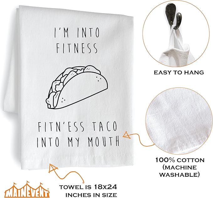 I'm Into Fitness Taco Kitchen Towels 18x24 Funny Dish Towels Tabletop Decor Taco