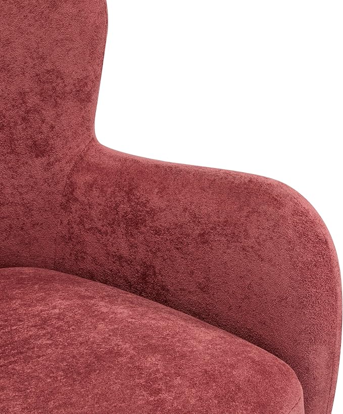 Christopher Knight Home Auden Low Profile Wingback Accent Chair, Fabric Club Chair, Velvet Upholstered Armchair, Curved Backrest Single Sofa, Soft Reading Lounge Chair for Living Room, Smoky Red