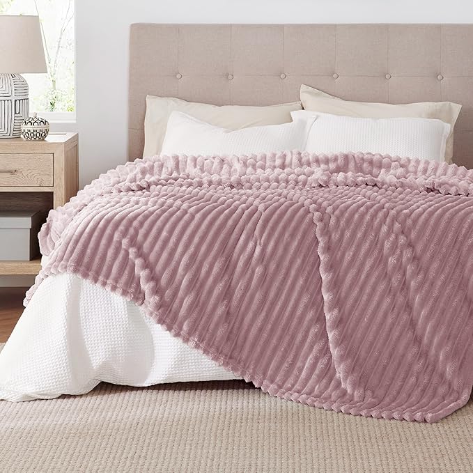Bedsure GentleSoft Pink Fleece Blanket for - Cozy Soft Blankets for Women, Cute Small Throws for Girls, 108x90 Inches