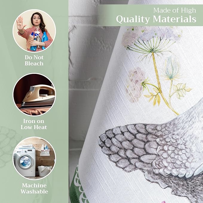 Maison d'Hermine Dish Towels 100% Cotton Absorbent Printemps Set of 3 Spring Summer