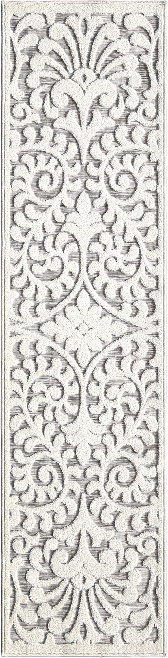 My Texas House Bluebonnets Runner Rug 1.11x7.6 Indoor Outdoor, Natural Grey