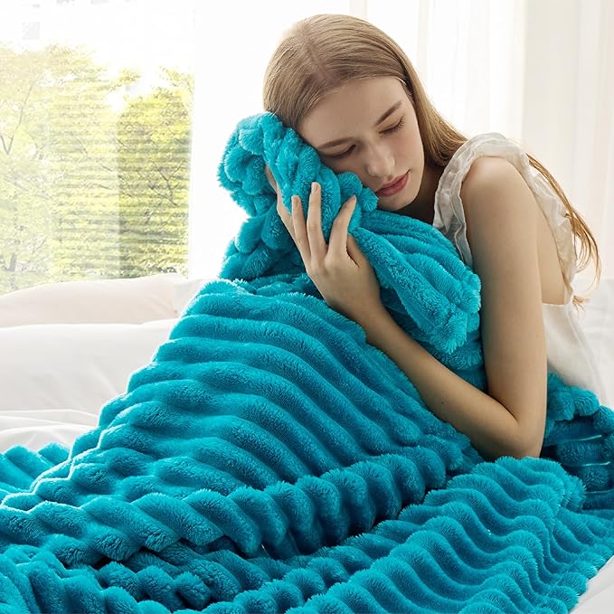 Bedsure GentleSoft Teal Fleece Blanket for - Cozy Soft Blankets for Women, Cute Small Throws for Girls, 50x60 Inches