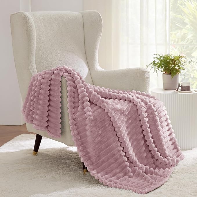 Bedsure GentleSoft Pink Fleece Blanket for - Cozy Soft Blankets for Women, Cute Small Throws for Girls, Pink Decor Gifts for Home Room Office, 50x60 Inches