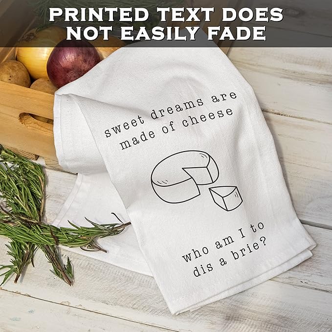 Sweet Dreams Are Made of Cheese Funny Kitchen Towels 18x24 Inch Dish Towels