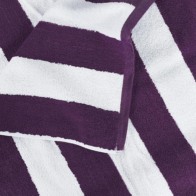 Utopia Towels 4 Pack Cabana Stripe Beach Towel Oversized 100% Ring Spun Cotton Beth Towels Highly Absorbent, Plum