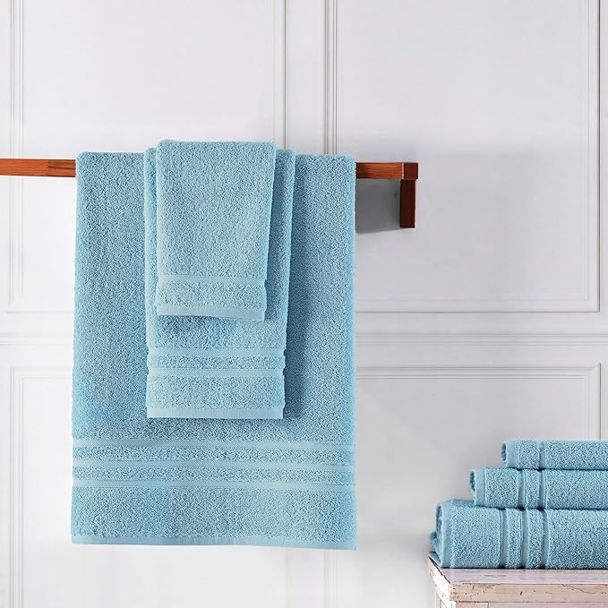 Hawmam Linen Light Blue 6 Piece Bath Towels Set for Bathroom Original Turkish Cotton Soft Absorbent and Premium Bath Towels Hand Towels