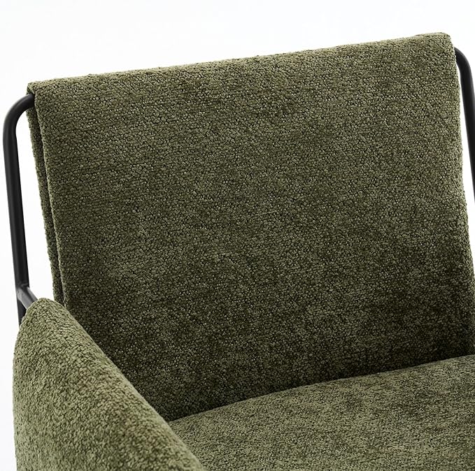 Rowill Modern Office Chair, Swivel Desk Chair, Green Boucle Fabric, Adjustable Height, 300 LBS Capacity, Wheels, Arm Rest, Perfect for Home Office, Bedroom, Makeup Room