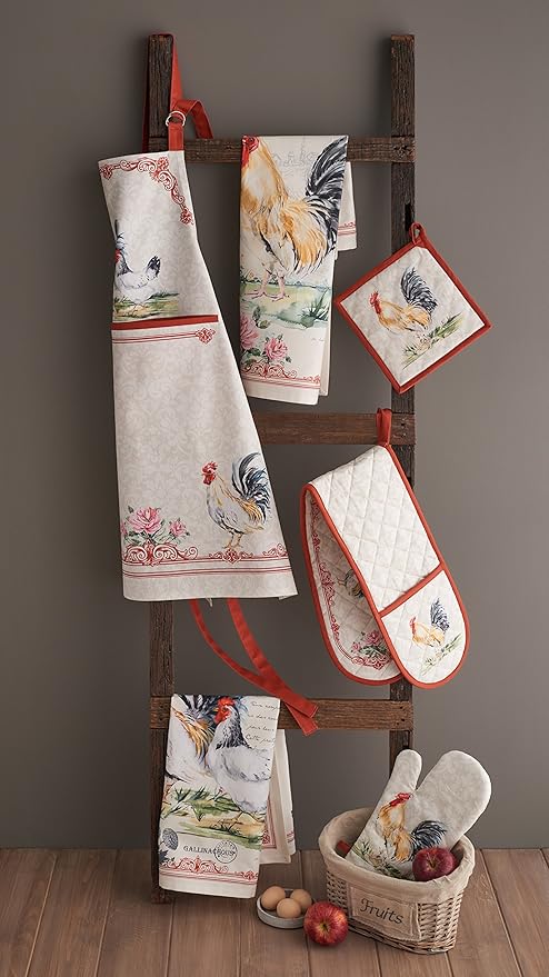 Maison d'Hermine Campagne 100% Cotton Kitchen Towels Basse Cour Set of 2 Absorbent Tea Bar Towels