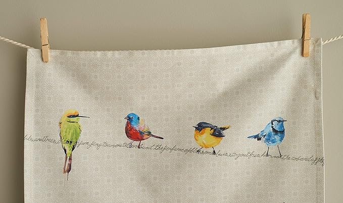 Maison d'Hermine Birdies On Wire 100% Cotton Absorbent Dish Towels Tea Bar Towels Set of 2