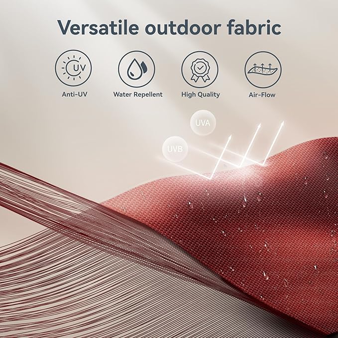 PHI VILLA 15ft Large Patio Umbrellas with 36 LED Solar Lights, Double-Sided Outdoor Market Rectangle Umbrellas, Base (Stand) Included, Dark Red