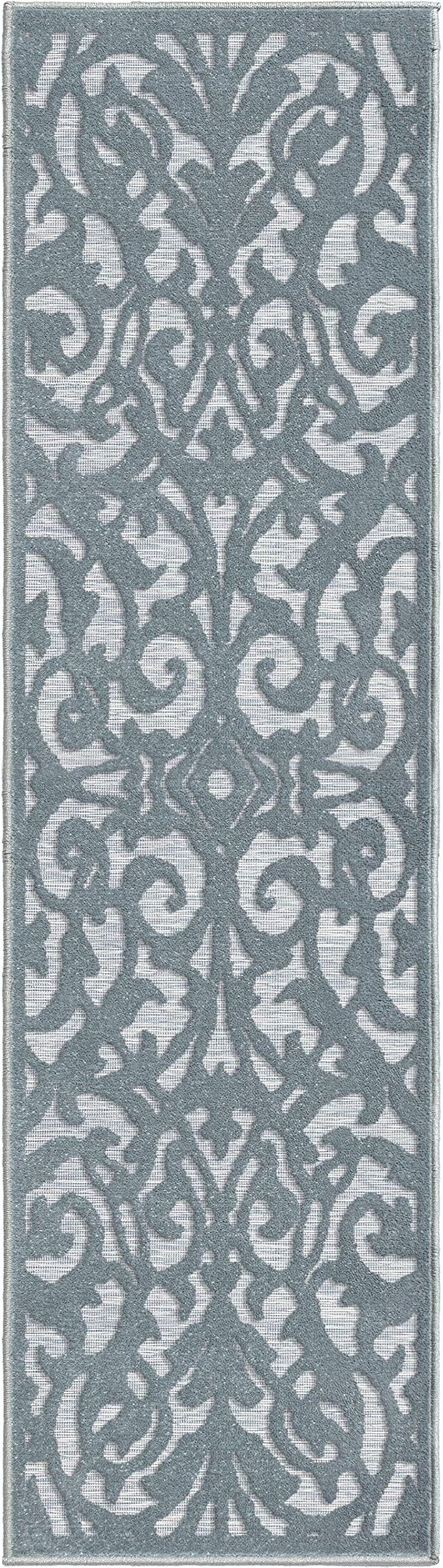 My Texas House Lady Bird Runner Rug 2.3x8 Indoor Outdoor, Harbor Blue