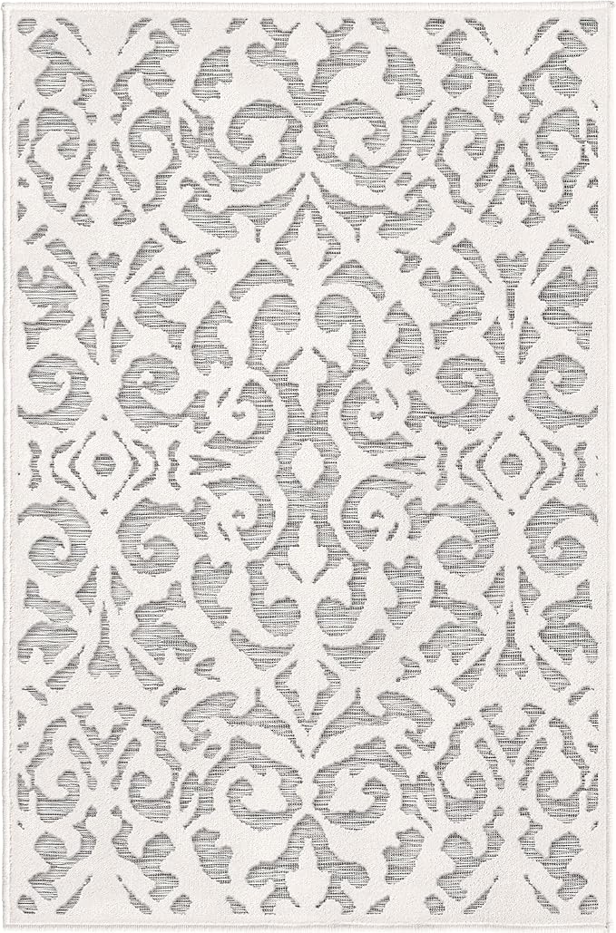 My Texas House Lady Bird Area Rug 6.6x9.6 Indoor Outdoor, Natural Grey