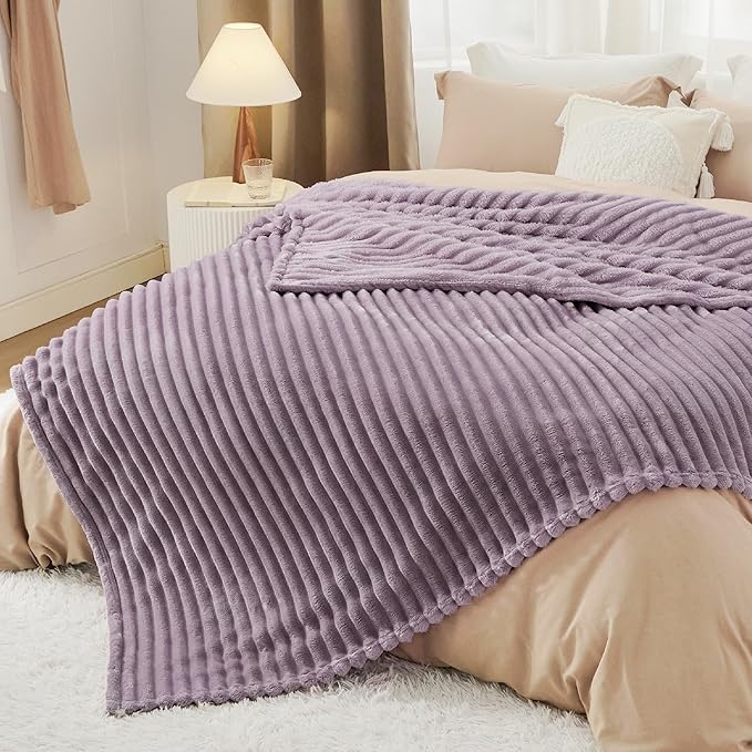 Bedsure GentleSoft Light Purple Fleece Blanket for - Cozy Soft Blankets for Women, Cute Small Throws for Girls, 90x90 Inches