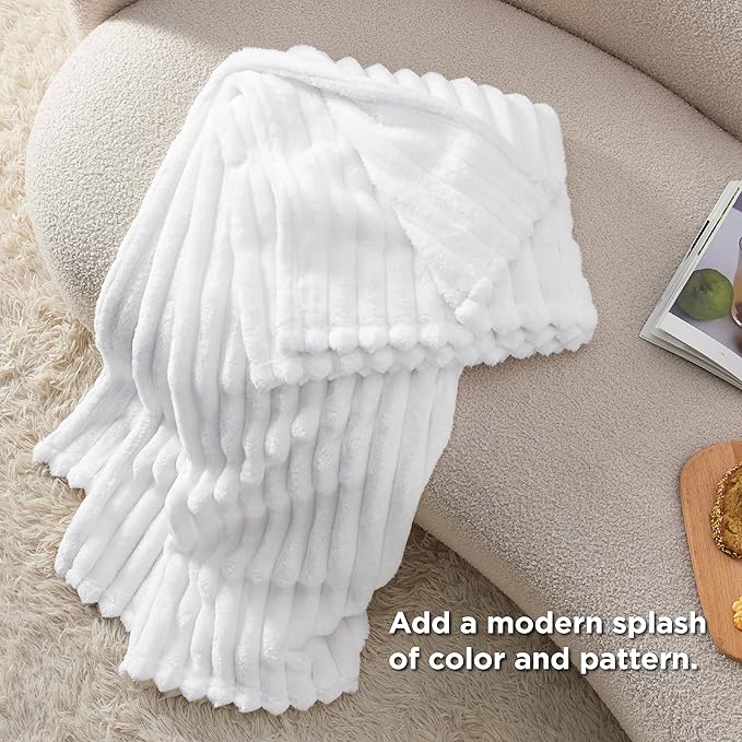 Bedsure GentleSoft Twin Fleece Blanket for - Cozy Soft Blankets for Women, Cute Small Throws for Girls, White, 60x80 Inches