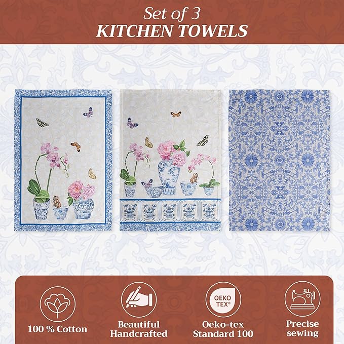 Maison d'Hermine Dish Towels 100% Cotton Absorbent Canton Set of 3